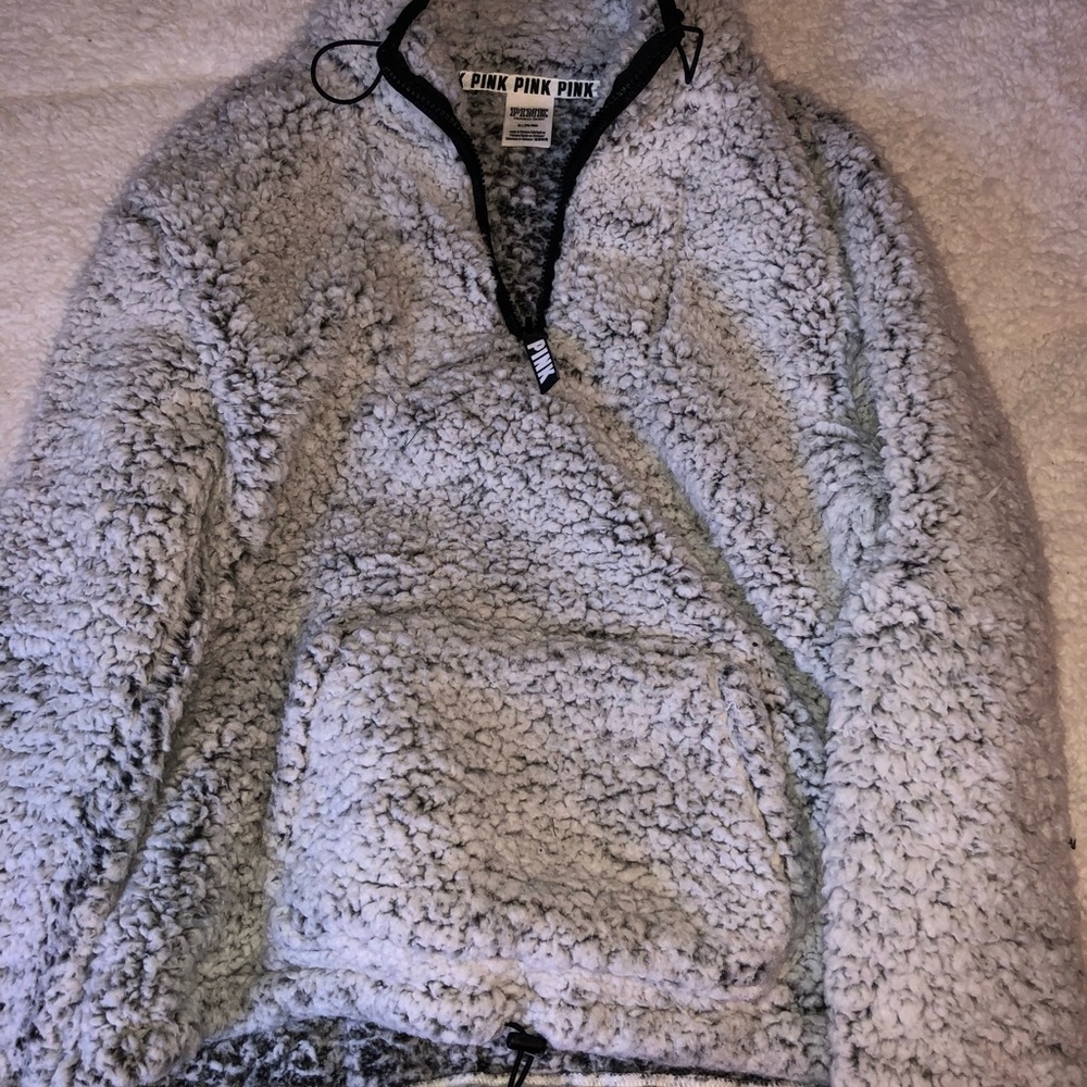 PINK Sherpa Quarter-Zip (Frosted Marl Grey)